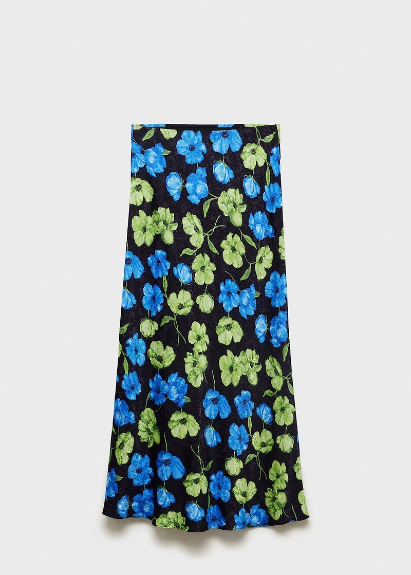 Floral-print long skirt