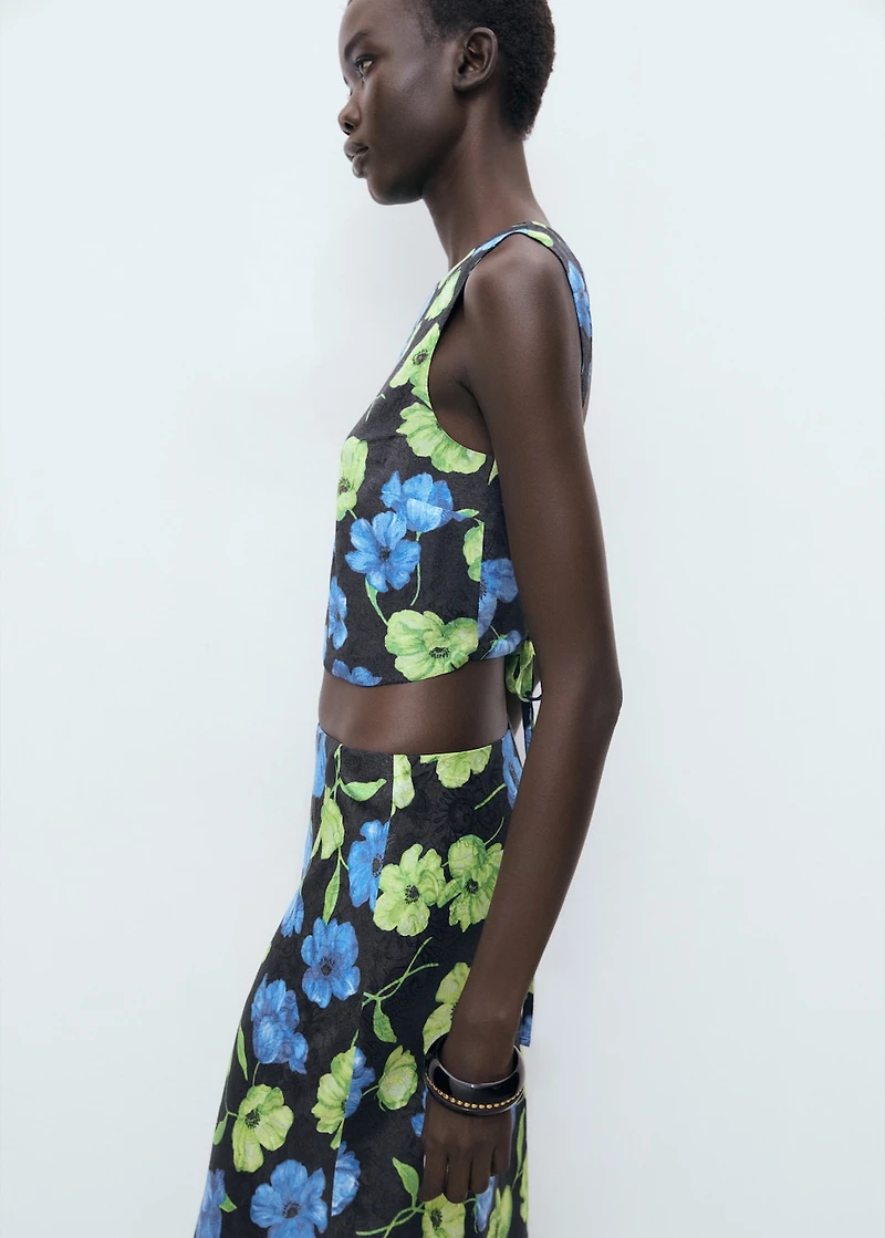 Floral-print long skirt
