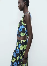 Floral-print long skirt