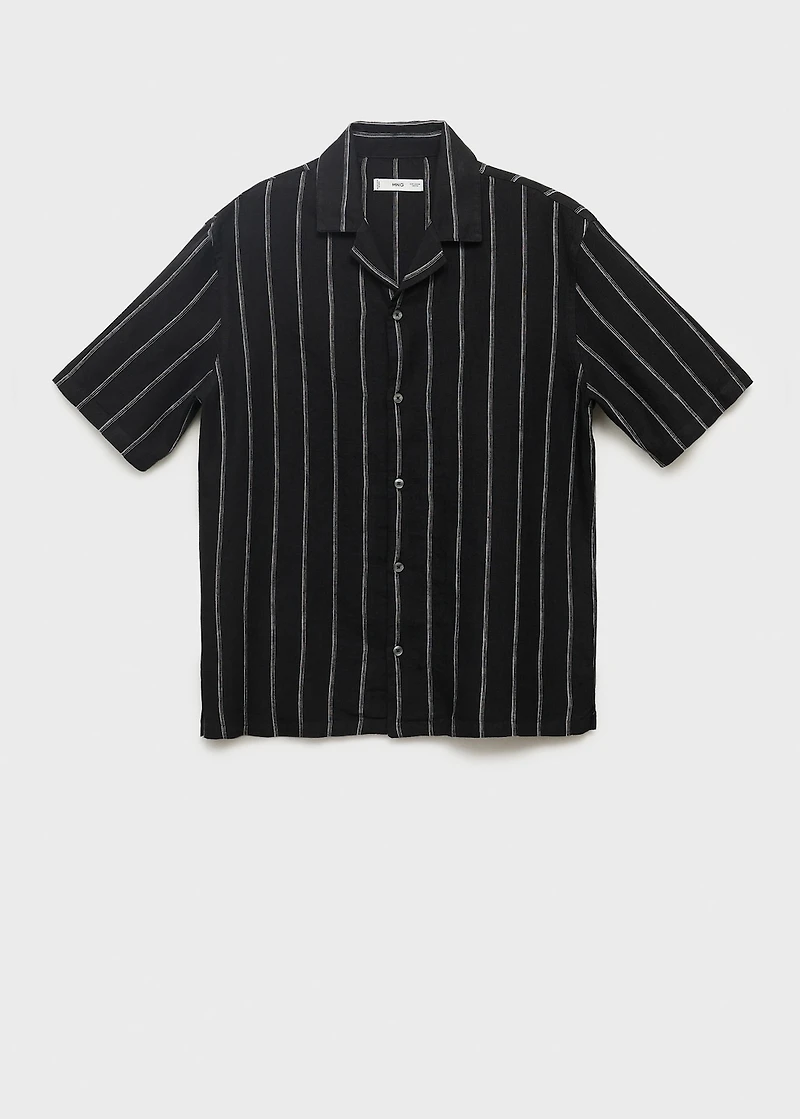 100% linen short-sleeve striped shirt