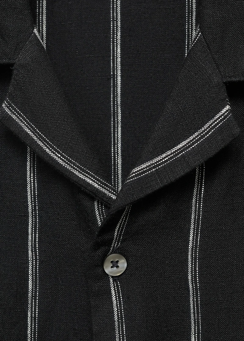 100% linen short-sleeve striped shirt