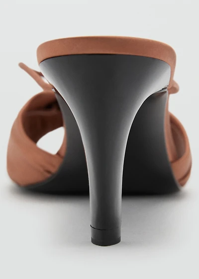 Satin high-heeled sandals with metallic embellishment