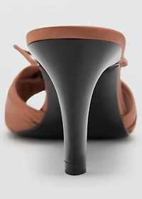 Satin high-heeled sandals with metallic embellishment