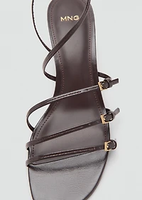 Kitten-heel sandals with buckle