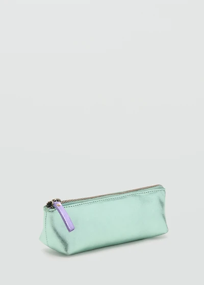 Metallic-effect leather pouch