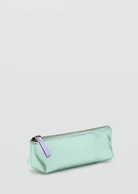 Metallic-effect leather pouch
