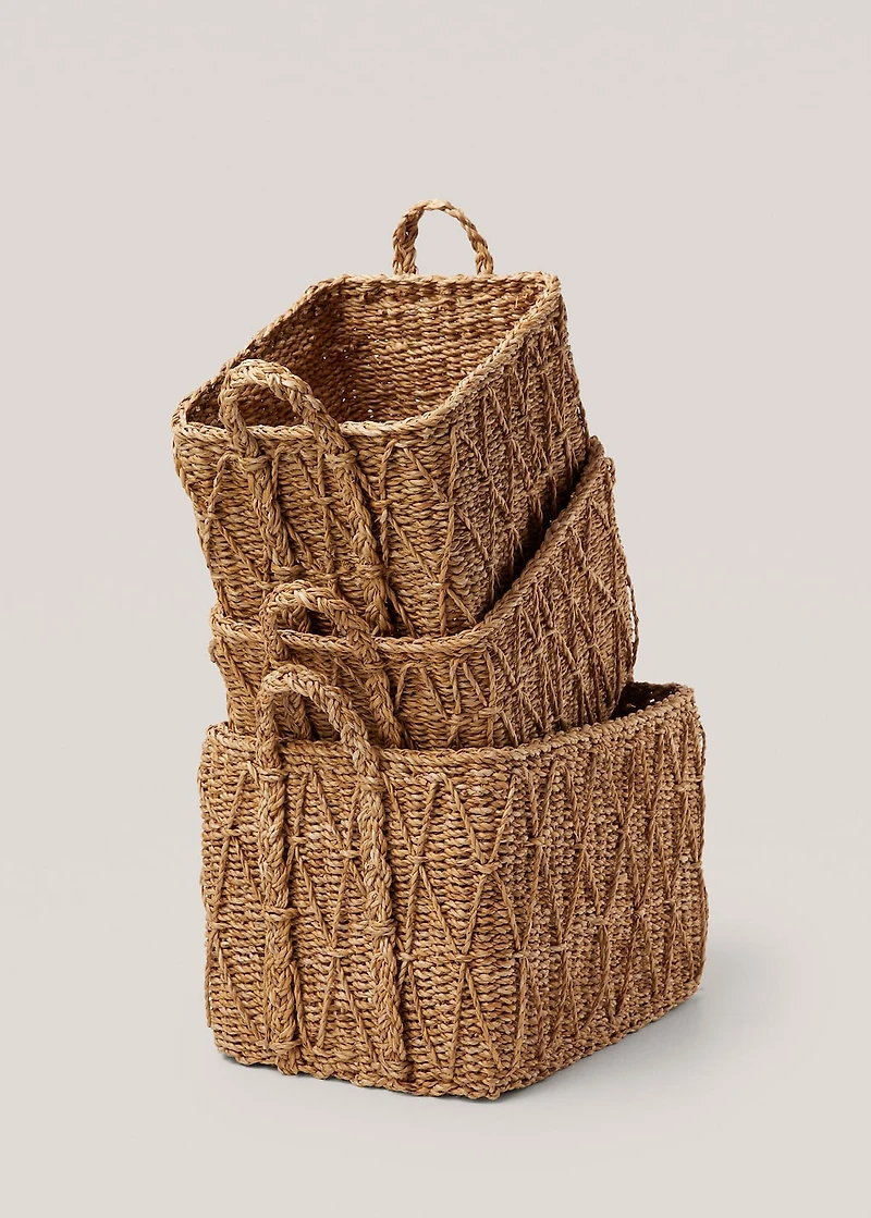 Large square basket with handles