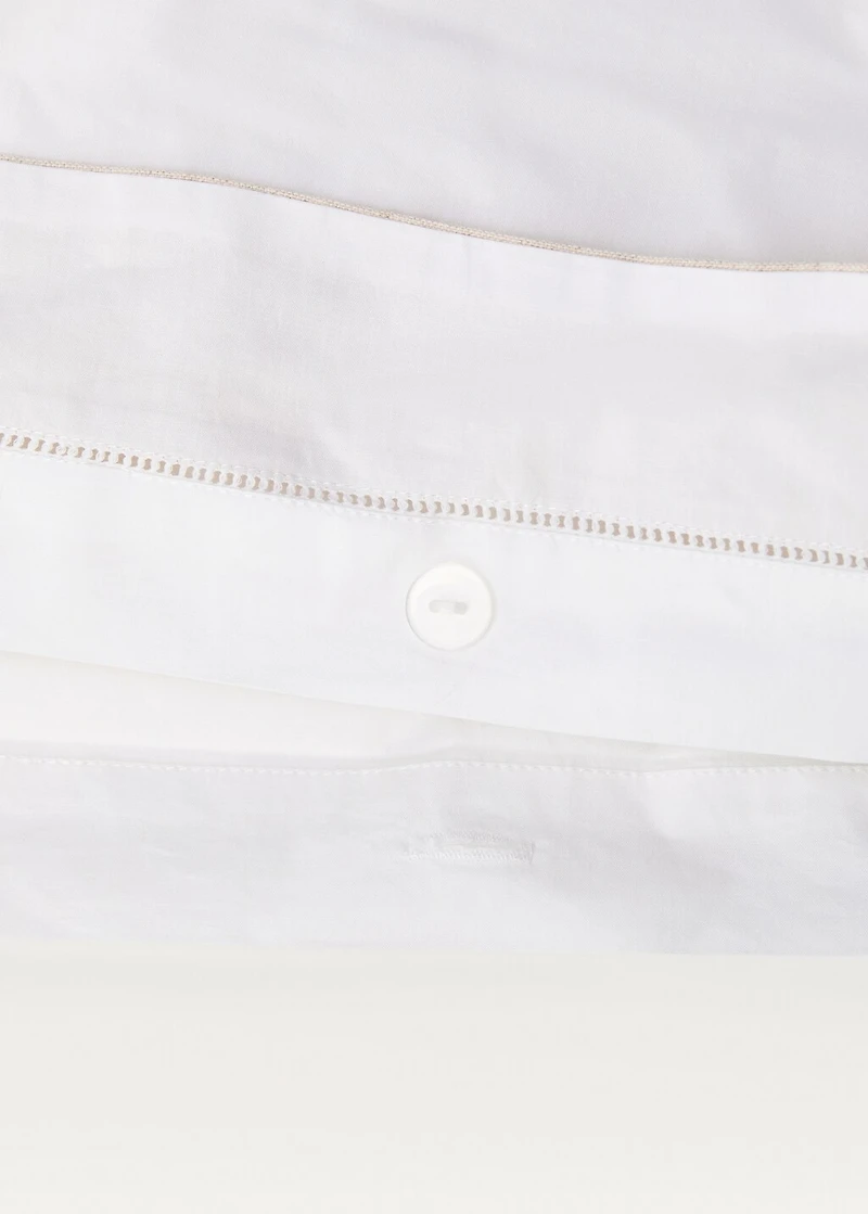 Cotton percale duvet cover with linen trim for / cm bed