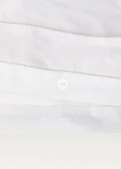 Cotton percale duvet cover with linen trim for 135/140 cm bed