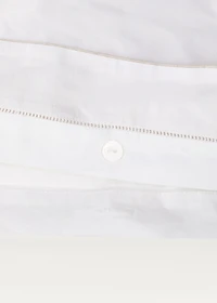 Cotton percale duvet cover with linen trim for / cm bed