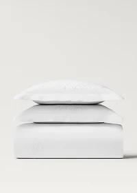 Percale cotton duvet cover with embroidered flowers for 90 cm bed