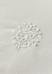 Percale cotton duvet cover with embroidered flowers for 90 cm bed