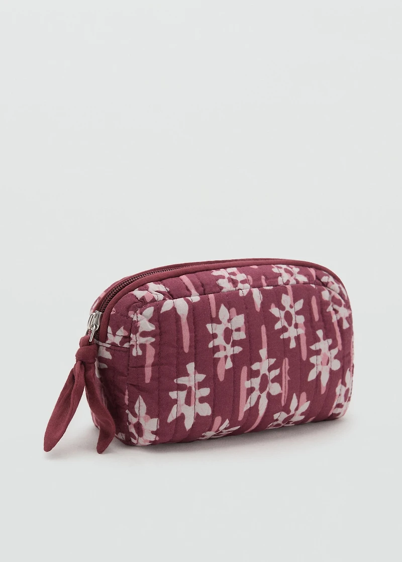 Floral-print cosmetic bag