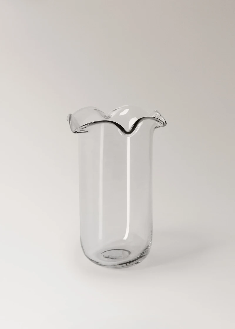 Recycled glass vase with waves