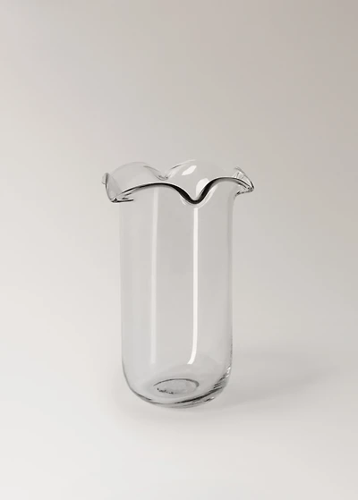 Recycled glass vase with waves