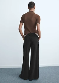 Wide-leg pleated jeans