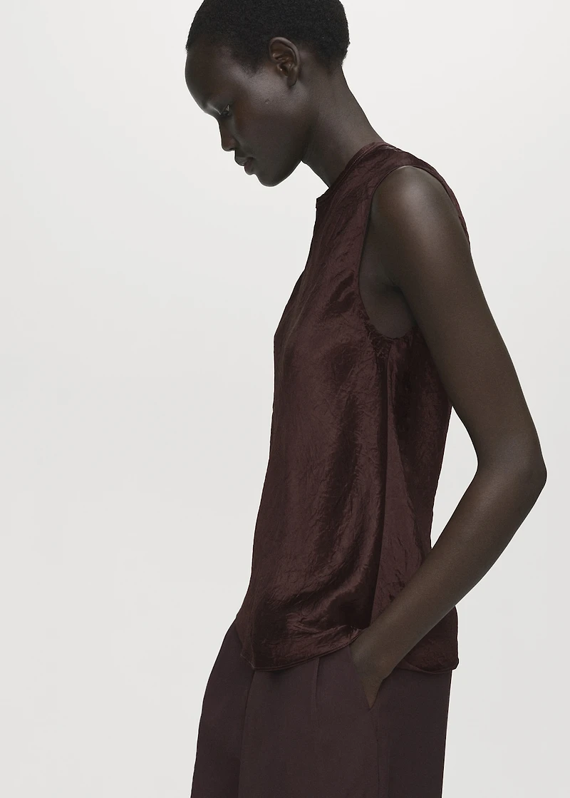 Wrinkled-effect satin blouse