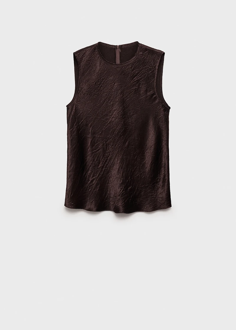 Wrinkled-effect satin blouse