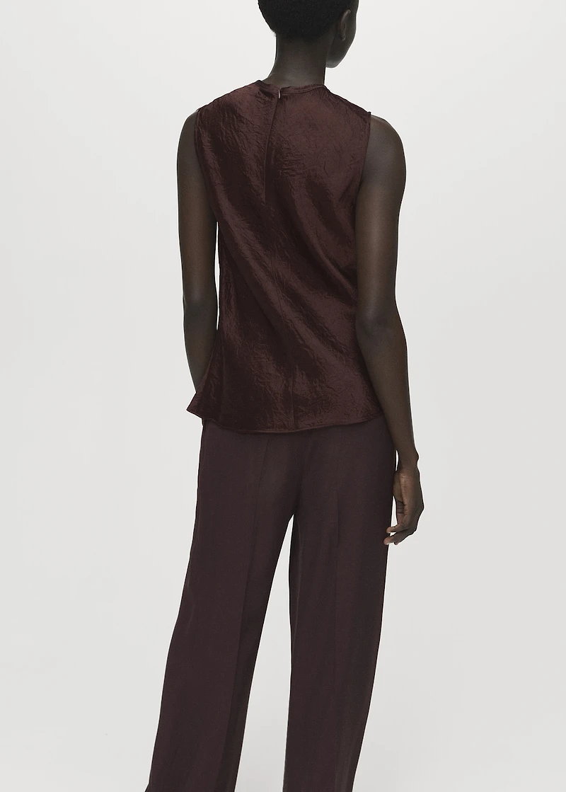 Wrinkled-effect satin blouse