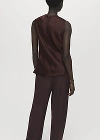 Wrinkled-effect satin blouse