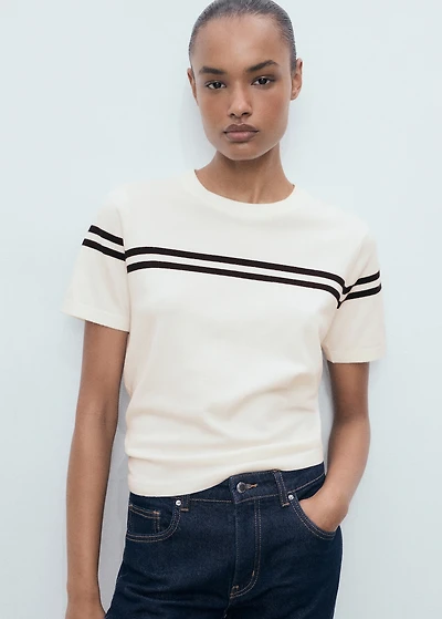 Striped short-sleeved sweater