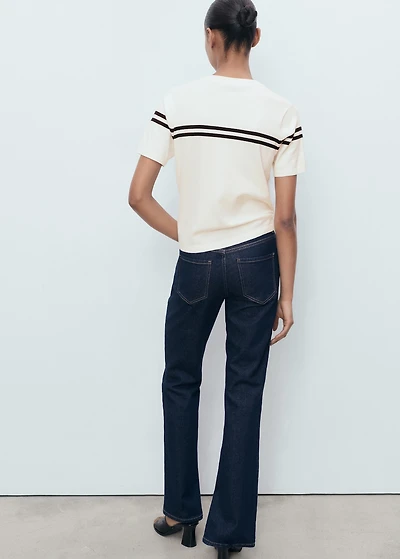 Striped short-sleeved sweater