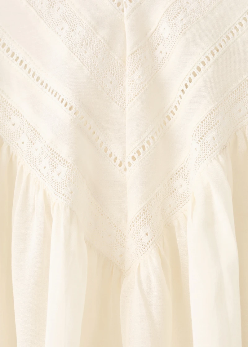 Cotton lace nightdress with drawstring