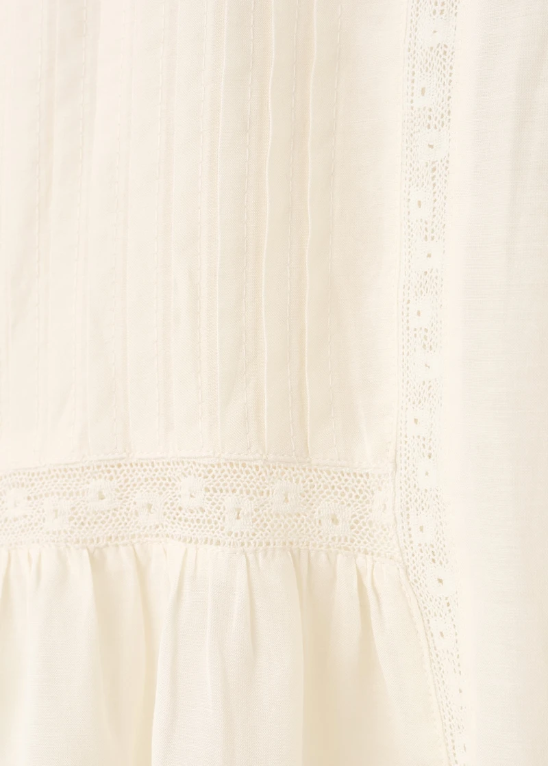 Cotton lace nightdress with drawstring