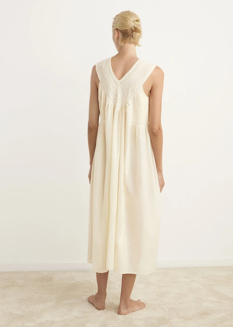 Cotton lace nightdress with drawstring
