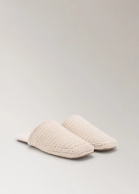 Crochet mule slippers with shearling lining