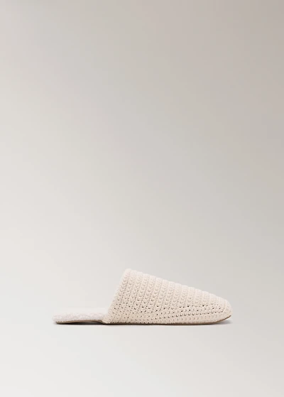 Crochet mule slippers with shearling lining