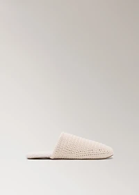 Crochet mule slippers with shearling lining