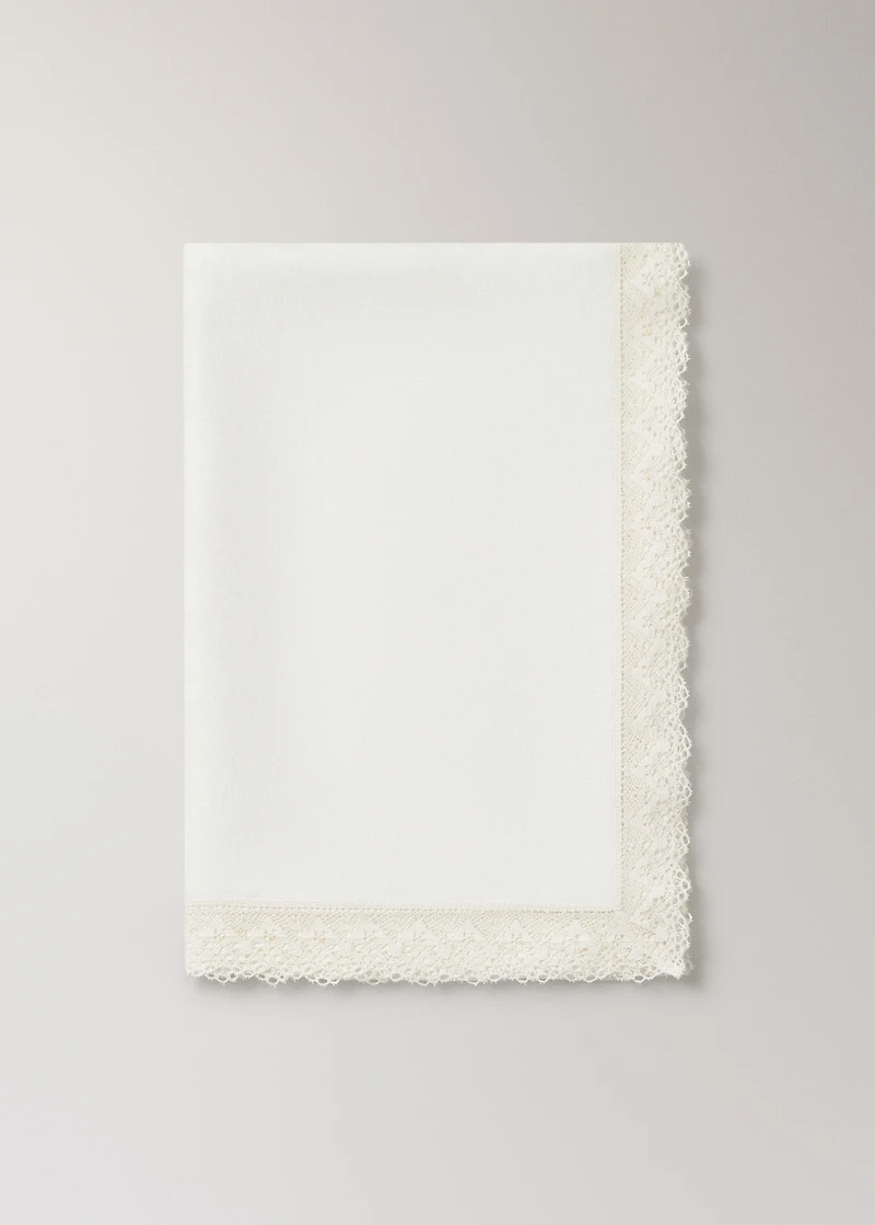 Linen-jacquard floral lace tablecloth for 6 to 8 diners