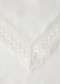 Linen-jacquard floral lace tablecloth for 6 to 8 diners