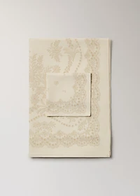 Cotton linen floral-print tablecloth for 8 to 10 diners