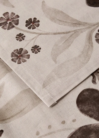 Cotton linen floral-print tablecloth for 6 to 8 diners