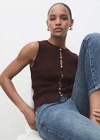 Knitted vest with slits