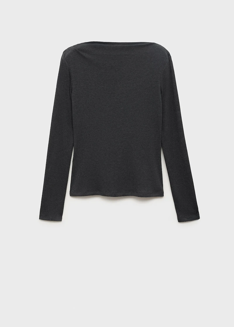Long-sleeved boat-neck t-shirt