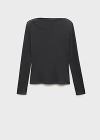 Long-sleeved boat-neck t-shirt