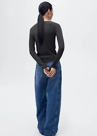 Long-sleeved boat-neck t-shirt