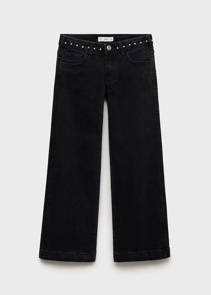 Low-waist studded jeans