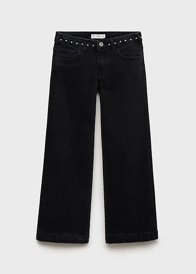 Low-waist studded jeans