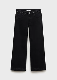 Low-waist studded jeans