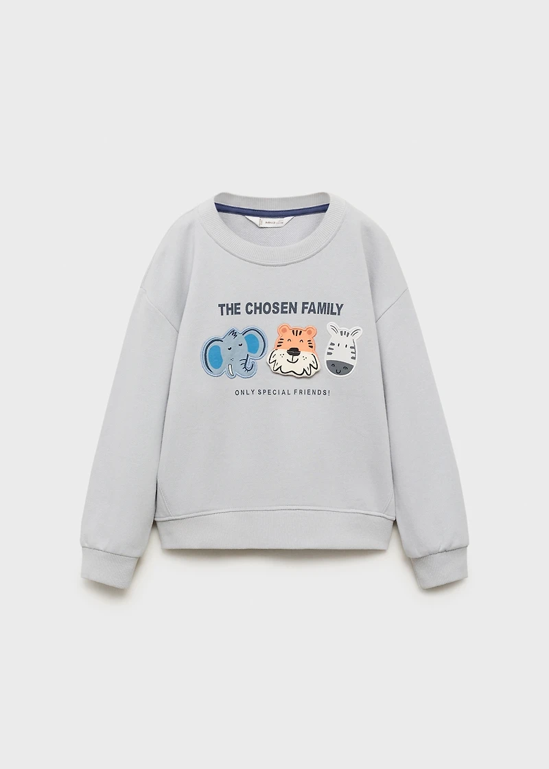 Sweatshirt with embroidered animals