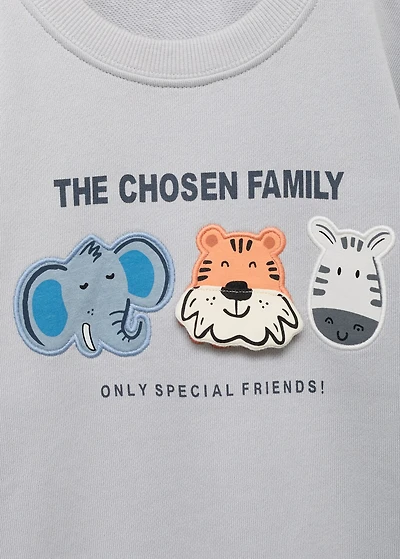 Sweatshirt with embroidered animals