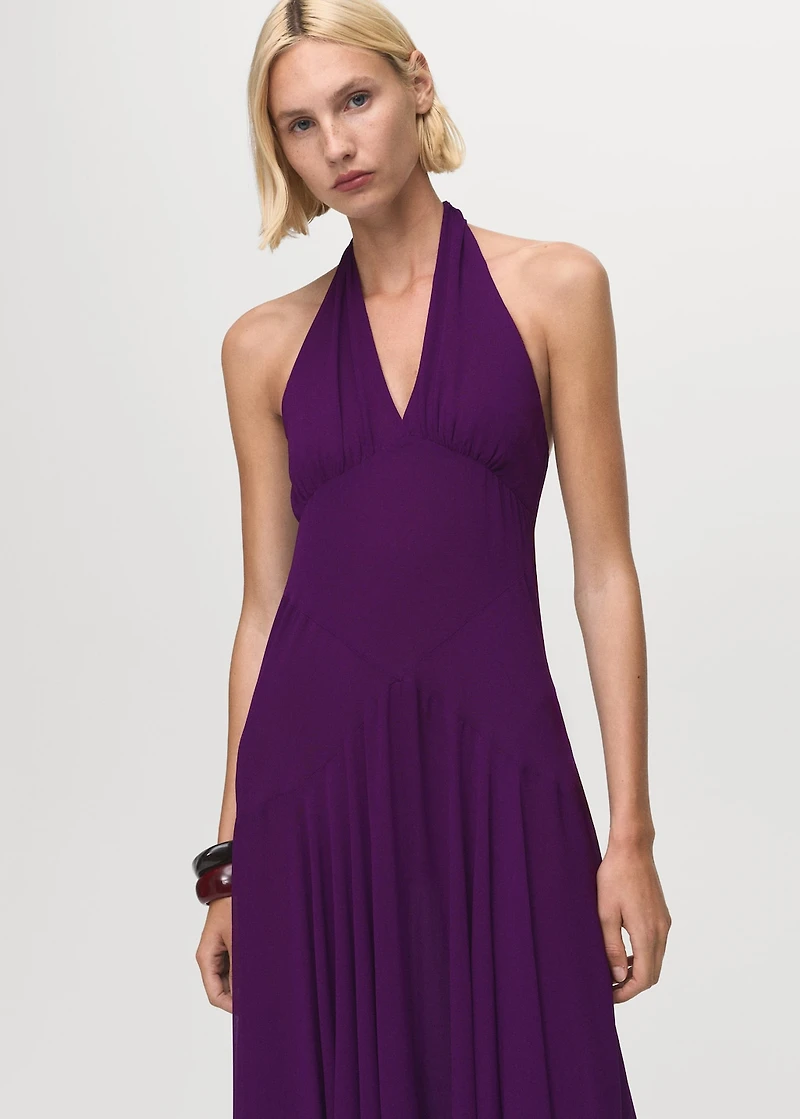 Halter-neck pleated dress