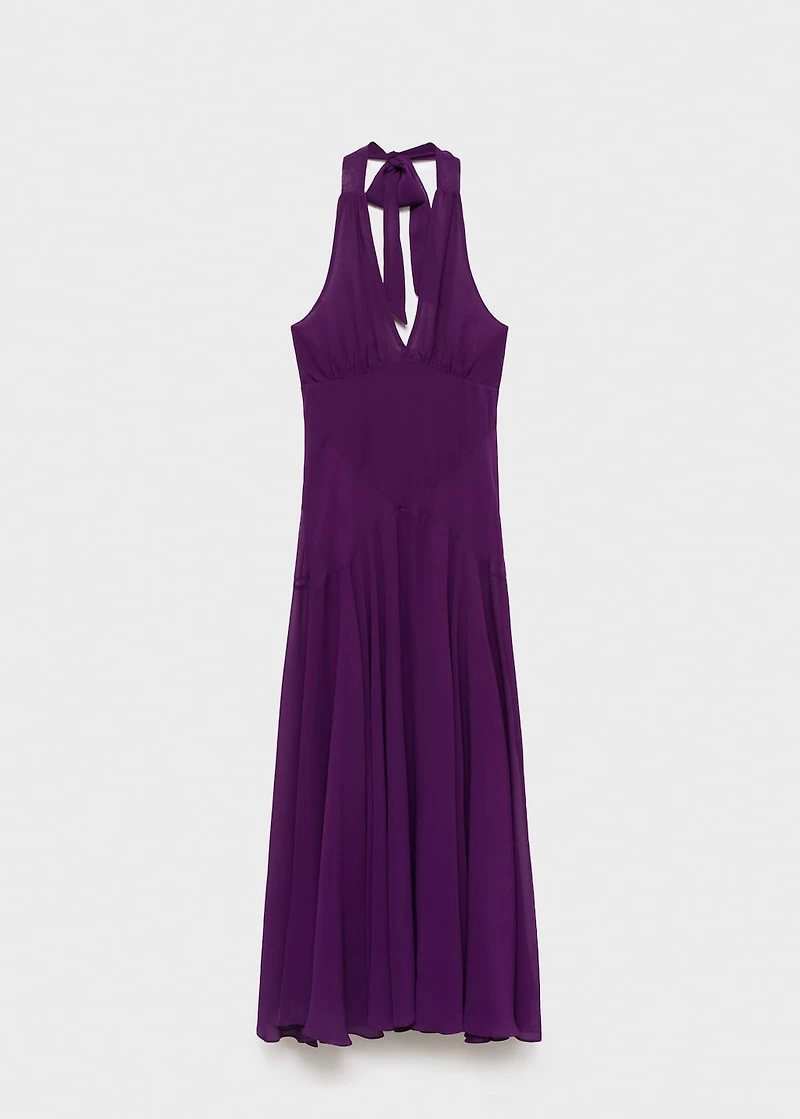 Halter-neck pleated dress
