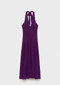 Halter-neck pleated dress