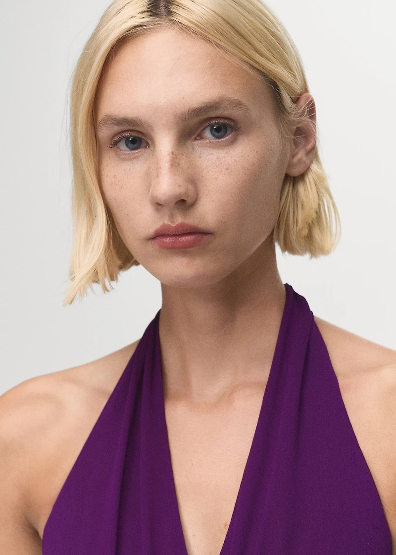 Halter-neck pleated dress