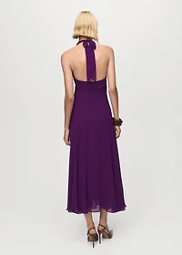 Halter-neck pleated dress